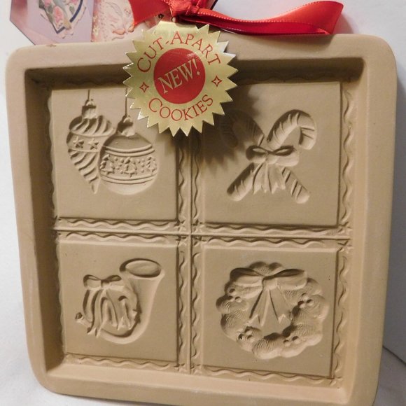 Vintage Brown Bag Art Ceramic Holiday Molds St. Nick Santa and Cut Apart Cookies - Picture 6 of 7